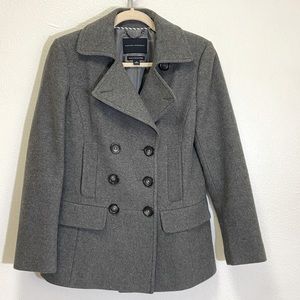 Banana Republic - Charcoal Double Breasted Melange Peacoat - Italian Wool - sz S